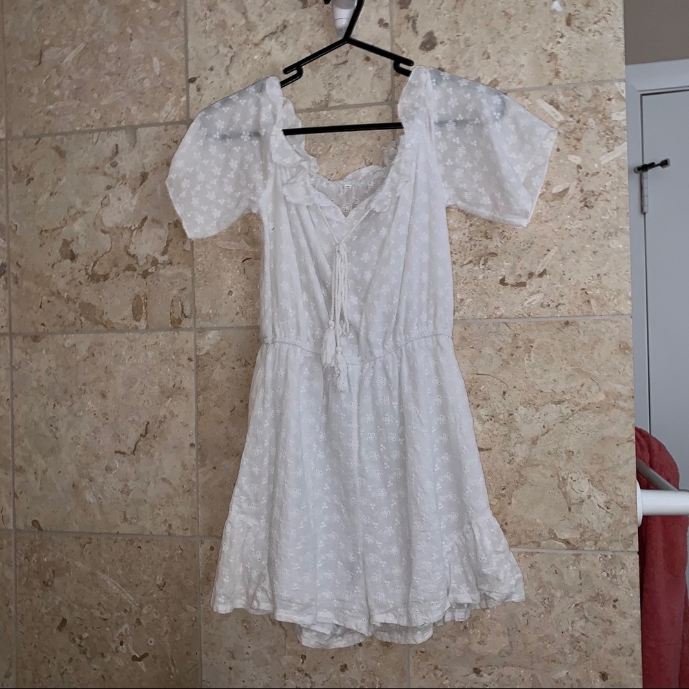 Schiffy off the shoulder white romper